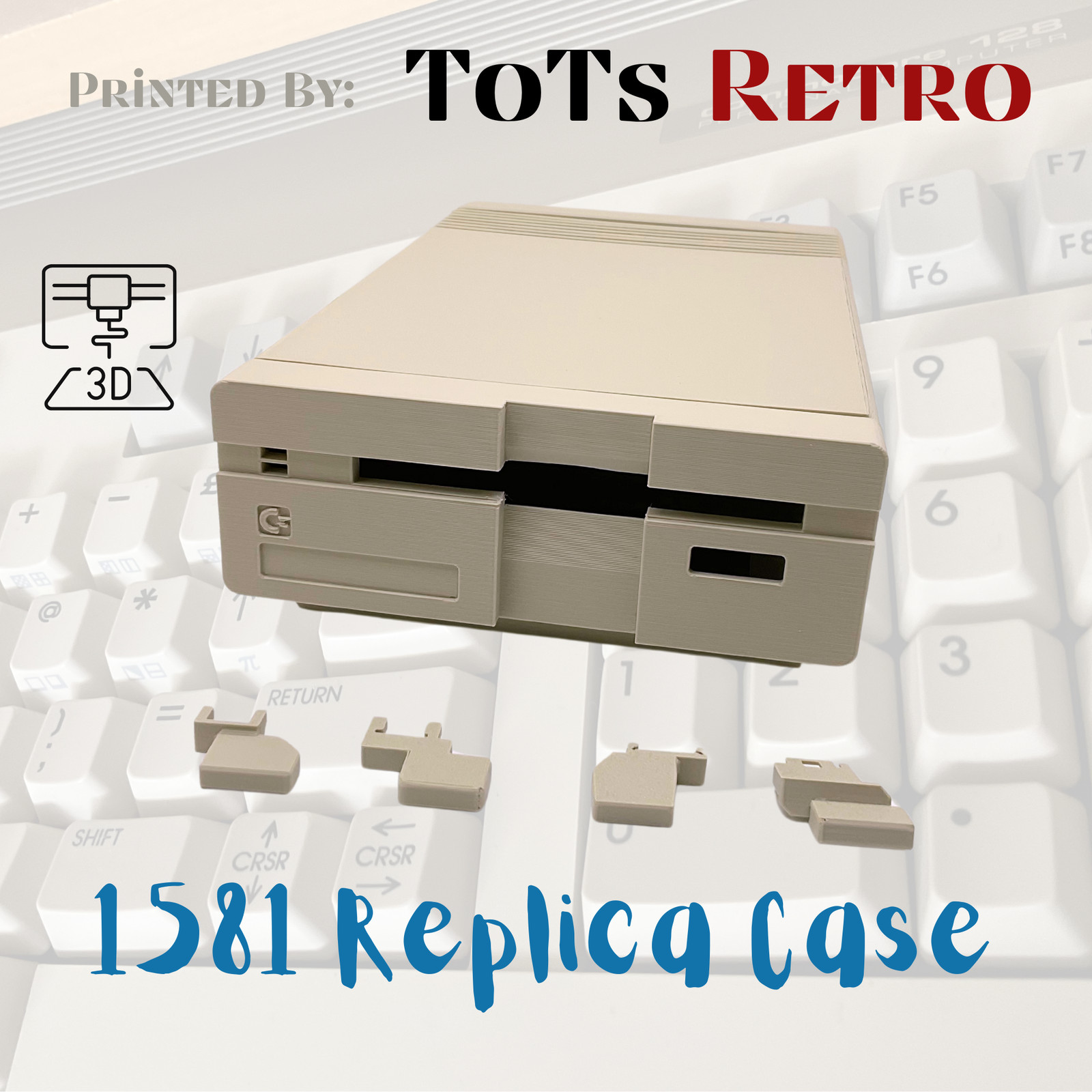 Commodore 1581 Replica Case 3d Printed For Commodore c64 or c128 CBM Computer