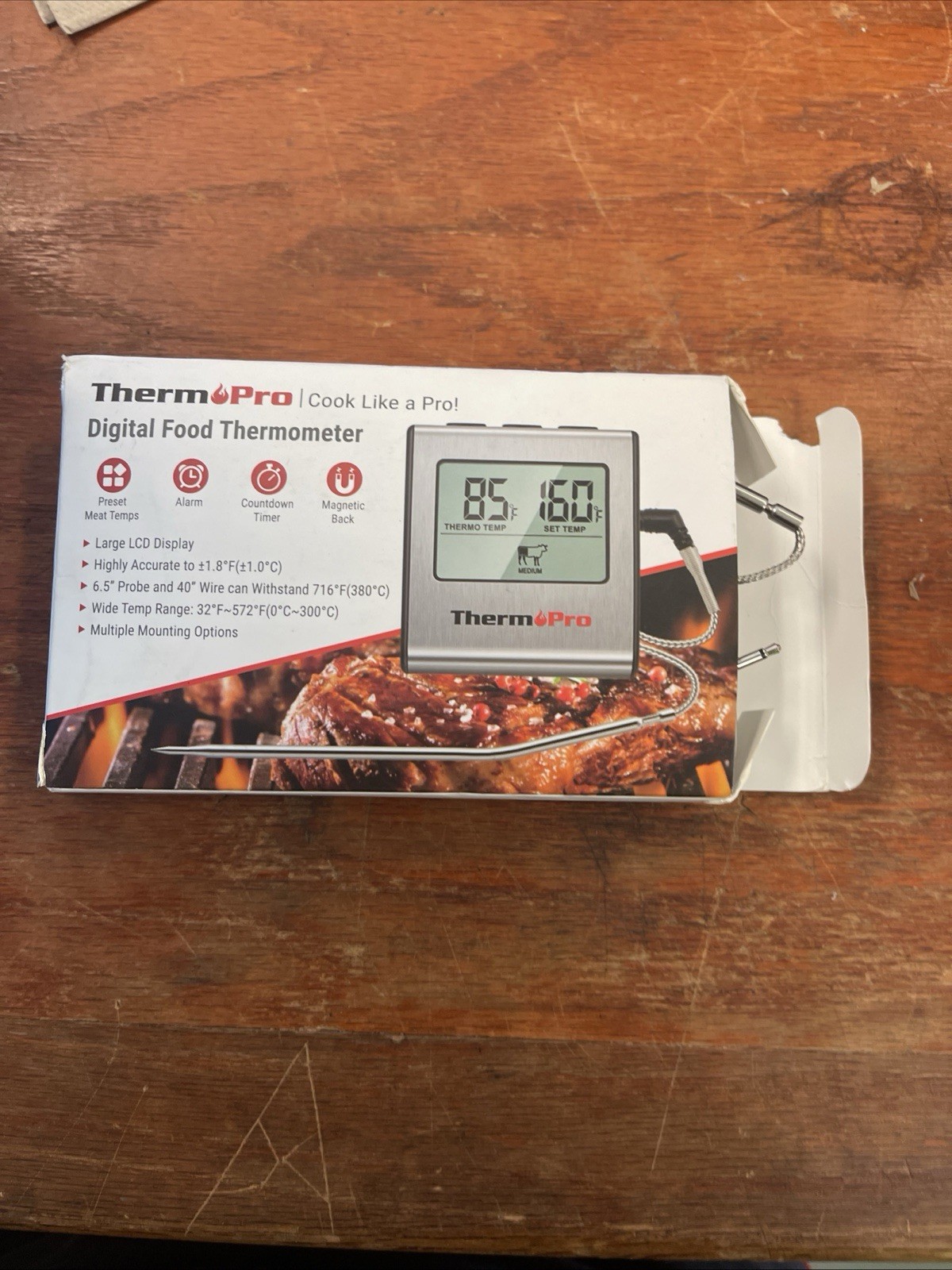 Digital Cooking Meat Thermometer & Clock Timer Food Steak Oven Smoker BBQ Grill