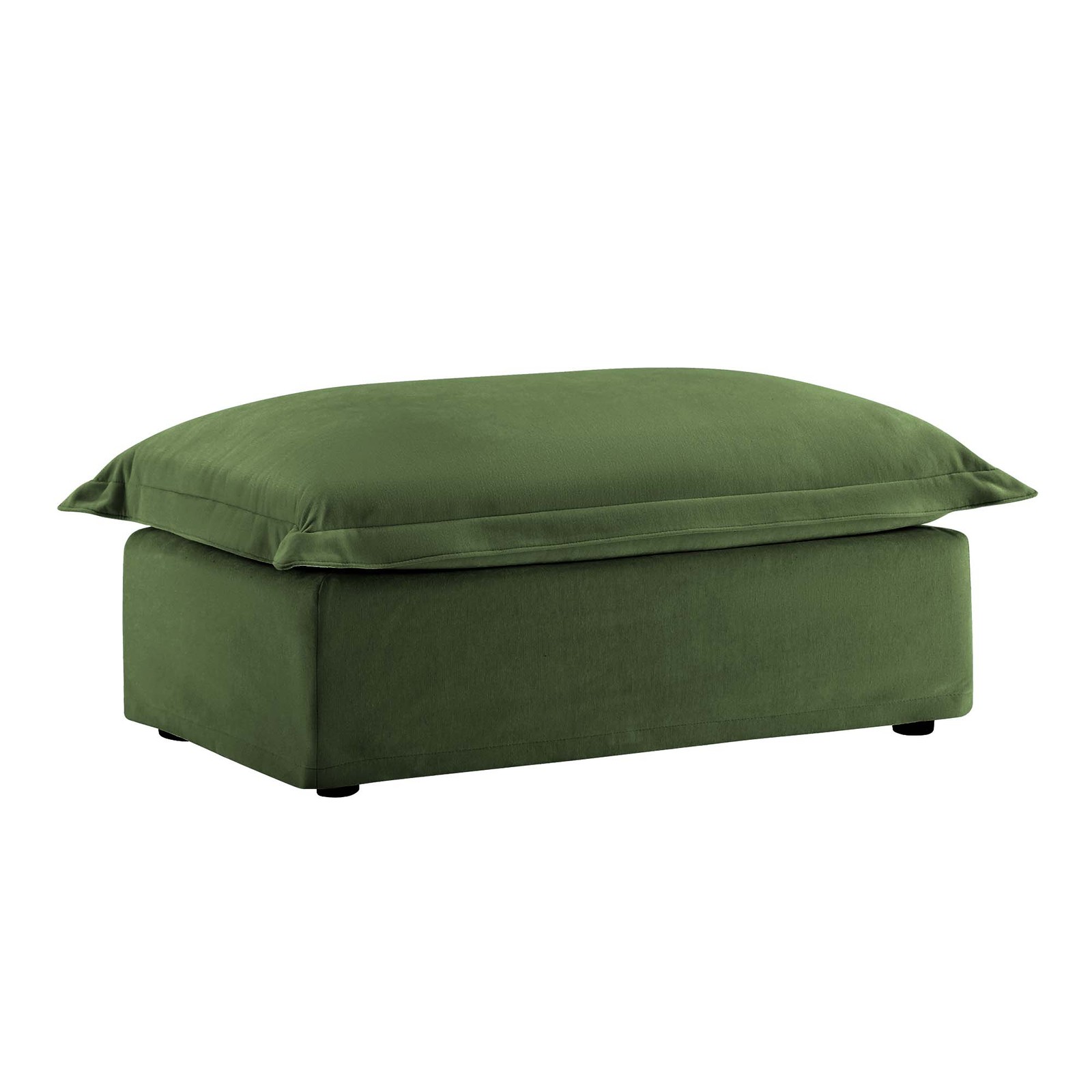 Green Ottoman Stool w/Soft Pillow Top, Removable Chenille Cover, 300lb Capacity
