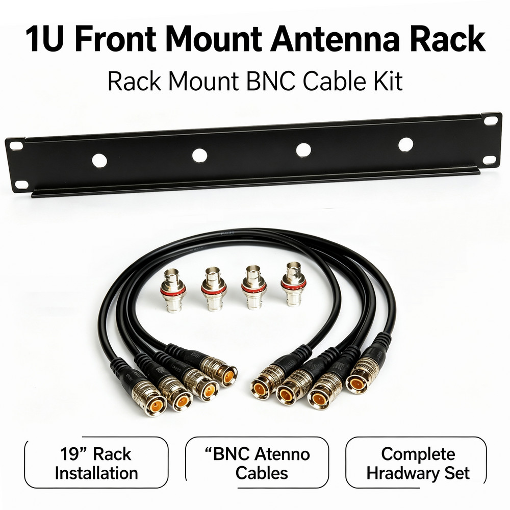 1U Front Mount Antenna Rack Kit for Shure, Sennheiser, Audio Technica, Samson
