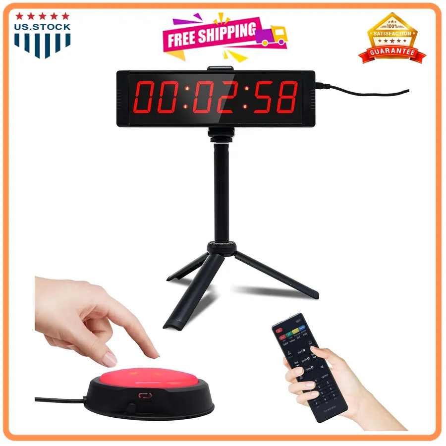 Large LED Digital Gym Timer with Remote Countdown and Interval Workout Clock