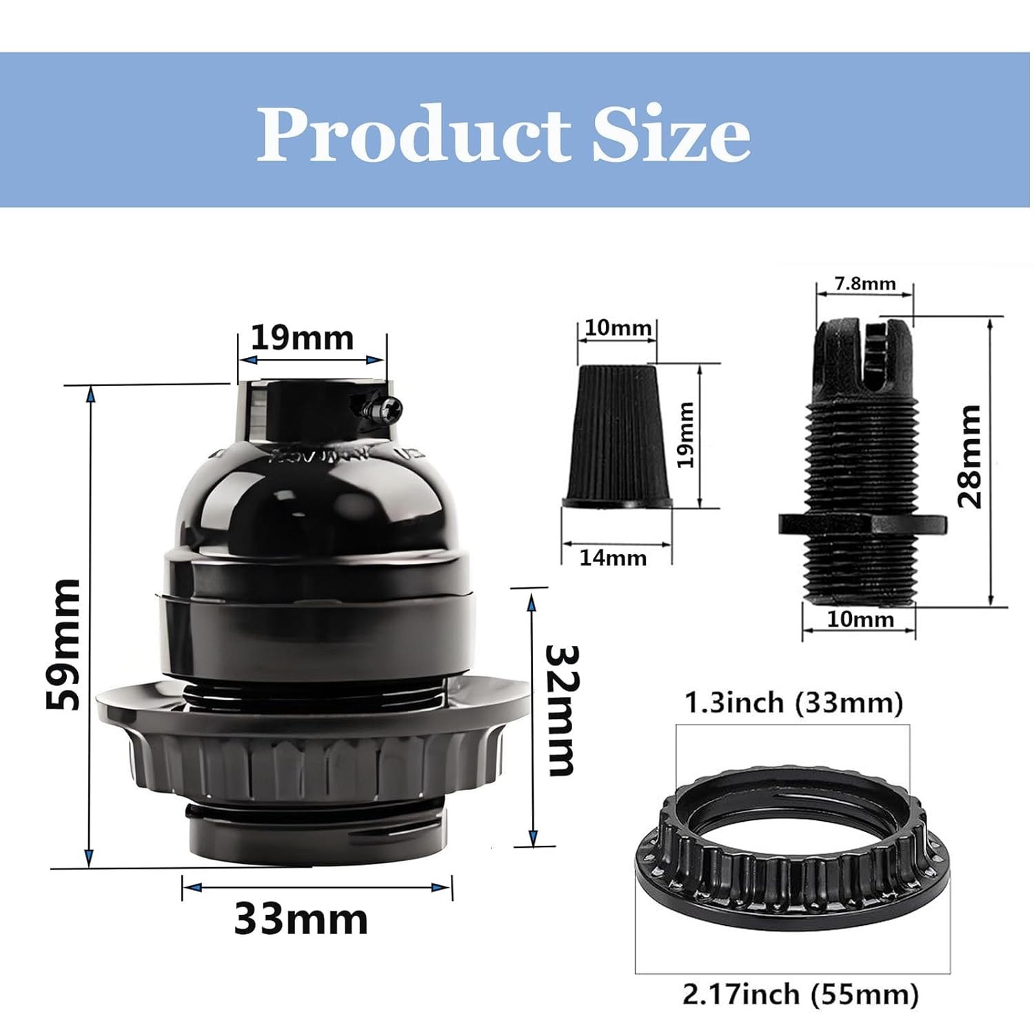 Keyless Medium Base Vintage Socket,Black Bakelite Socket E26/E27 Vintage Scre...