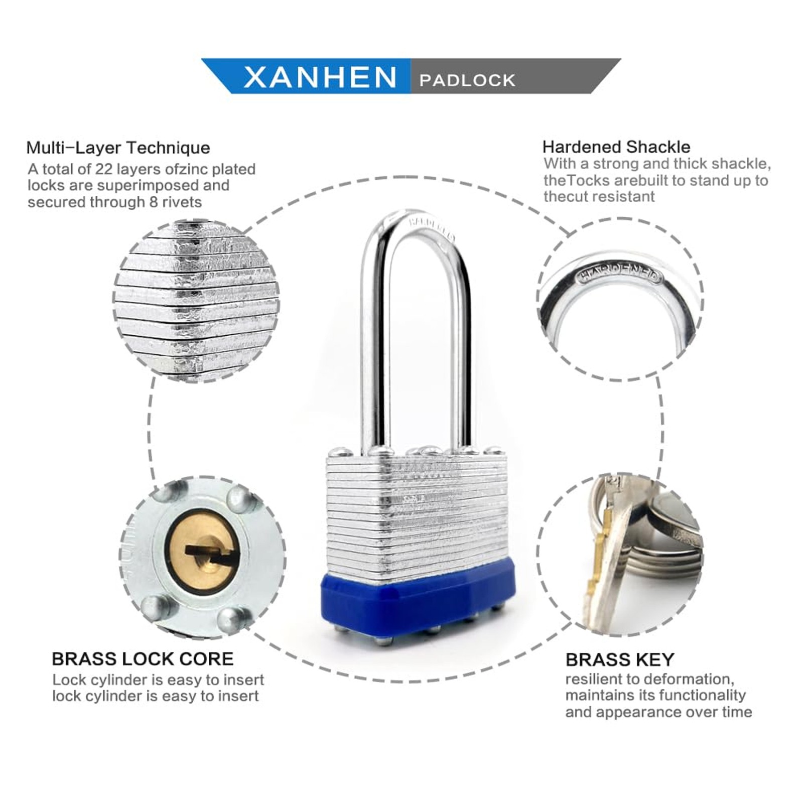 Lock Outdoor Padlocks, Key Lock, Padlocks with Same Key - Laminated Steel Keyed
