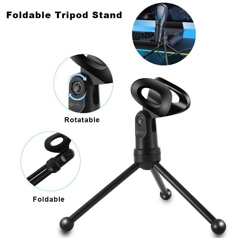 Universal USB Condenser Handheld Desktop Microphone Tripod Mic for Karaoke PC/PS