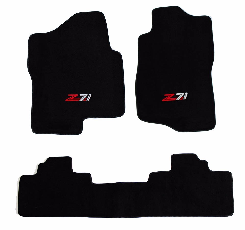 NEW! BLACK Floor Mats 2014 - 2017 Silverado Embroidered Z71 Logo Crew Cab 3pc