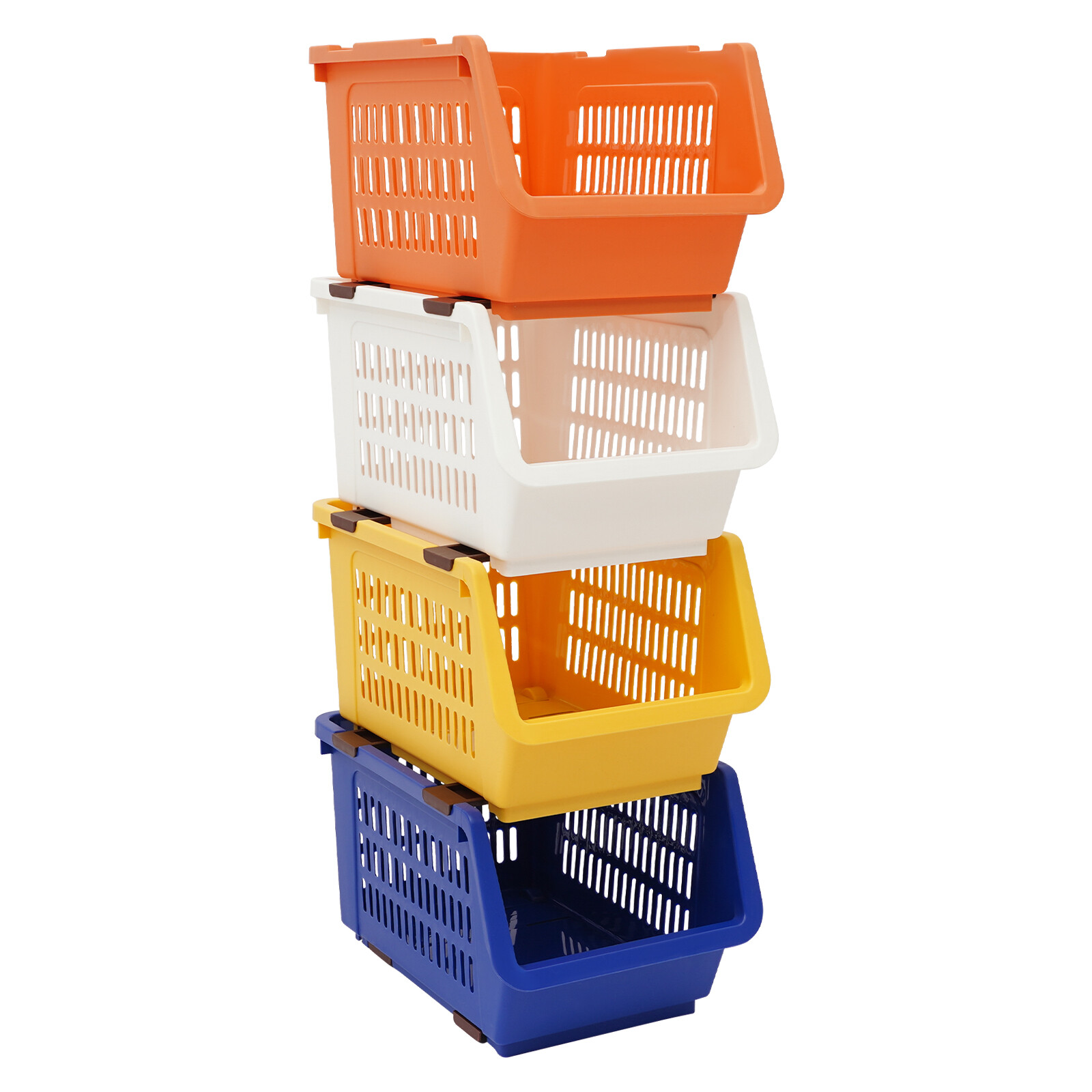 4 PCS Stacking Storage Baskets, Multi-tiered Plastic Stackable Organizer Bins