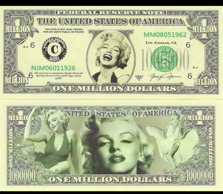 MARILYN MONROE 1 MILLION USA DOLLARS UNC NOVELTY MONEY