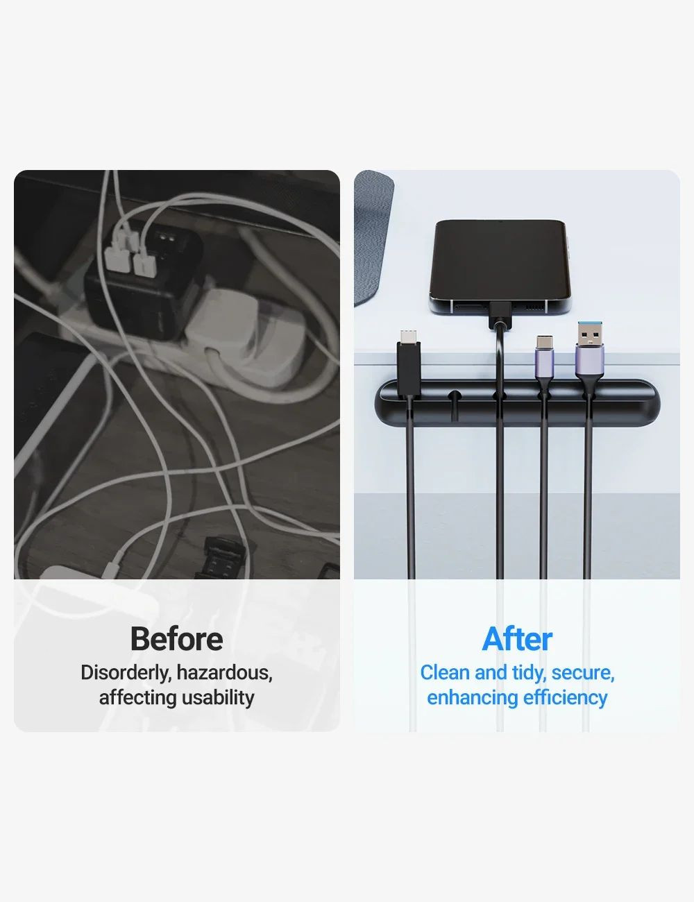 Cable Management Cable Holder Clips Cord Organizer Silicone USB Charging Cable