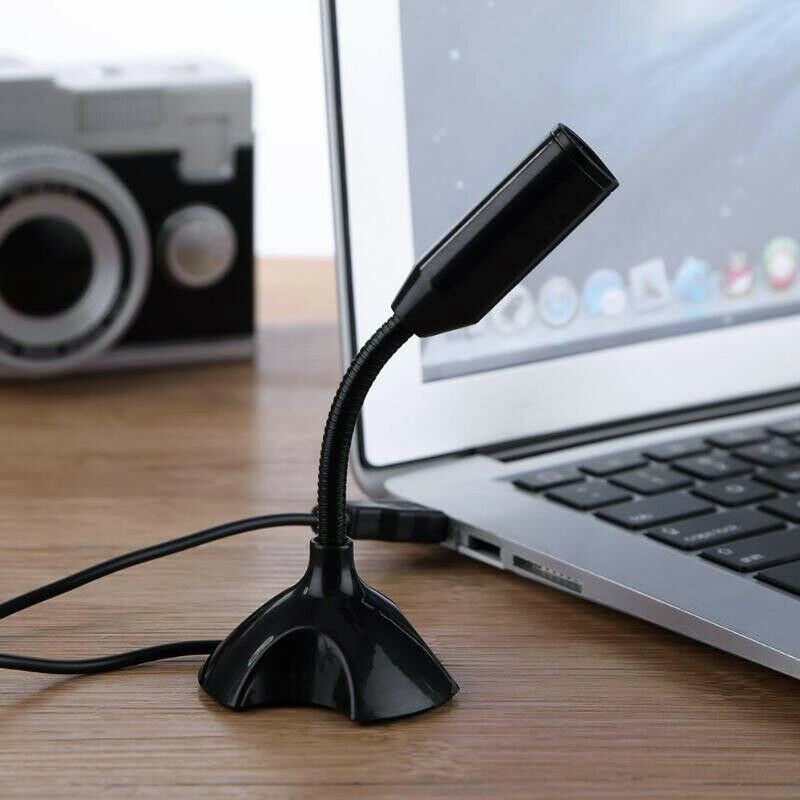 Black USB Mini Desktop Speech Microphone Stand for PC Laptop Computer Notebook C