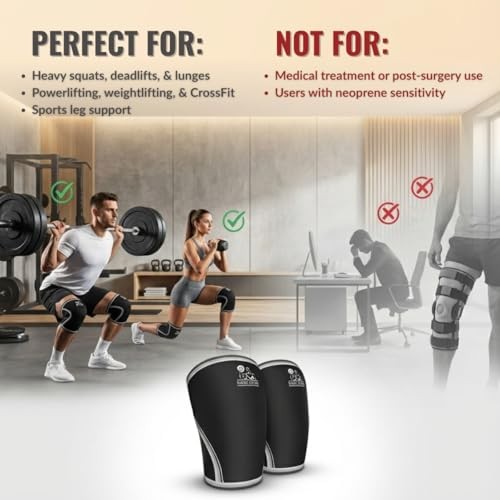 7mm Neoprene Knee Sleeves (1 Pair) Support & Compression for X-Small Black
