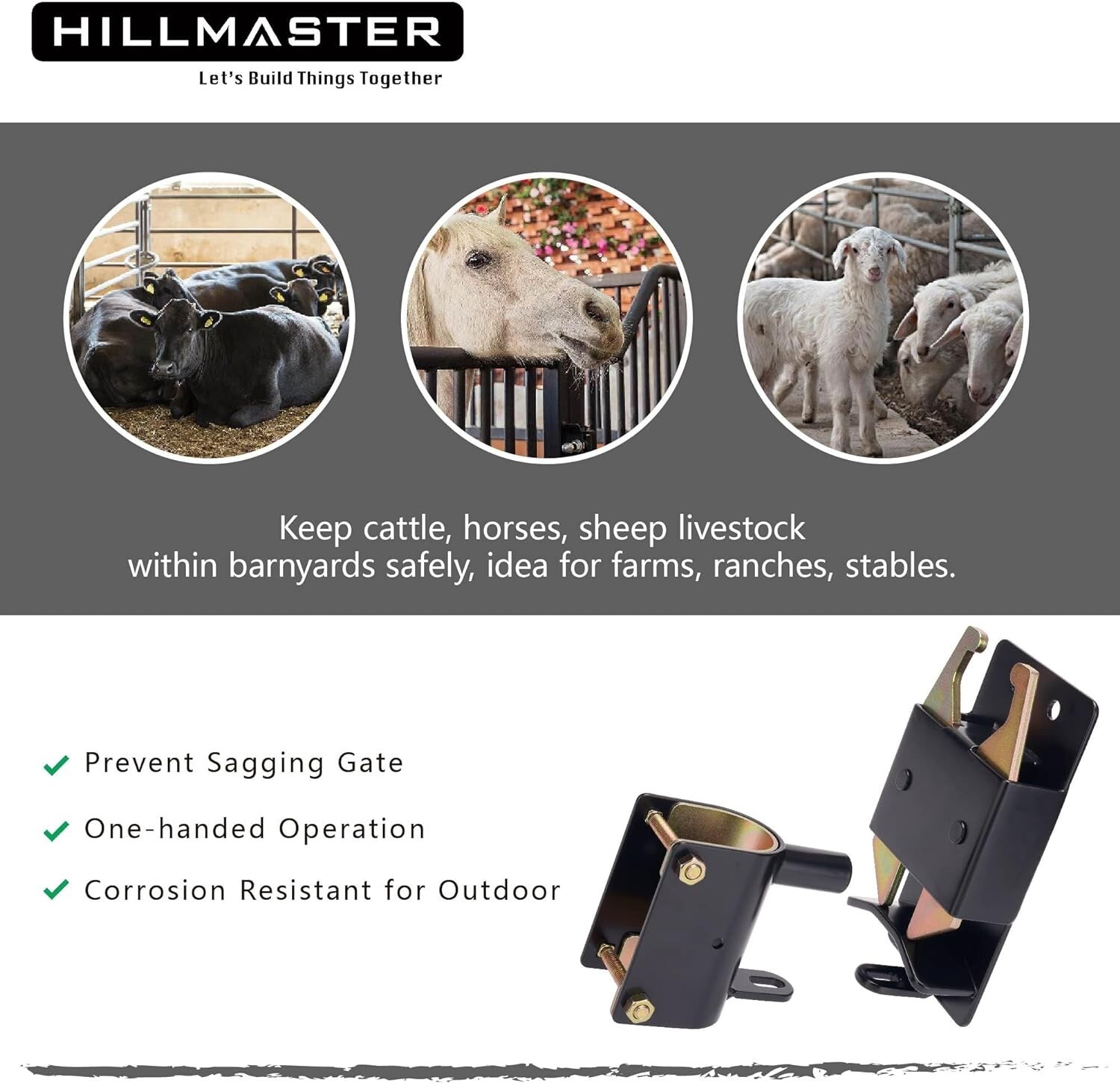 Heavy Duty 2 Way Farm Gate Latch Two Way Fence Gate Latch for Metal Gates Cattle