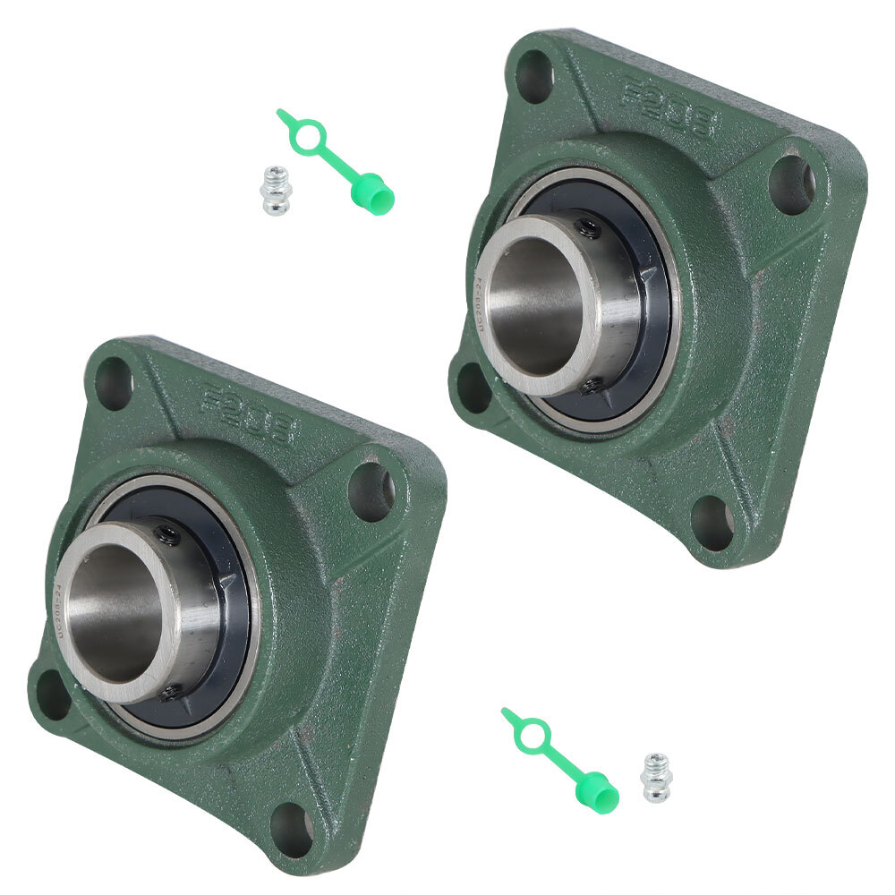 2 Pack UCF208-24 Solid Base Pillow Block Flange Bearing 1-1/2" Bore 4 Bolt