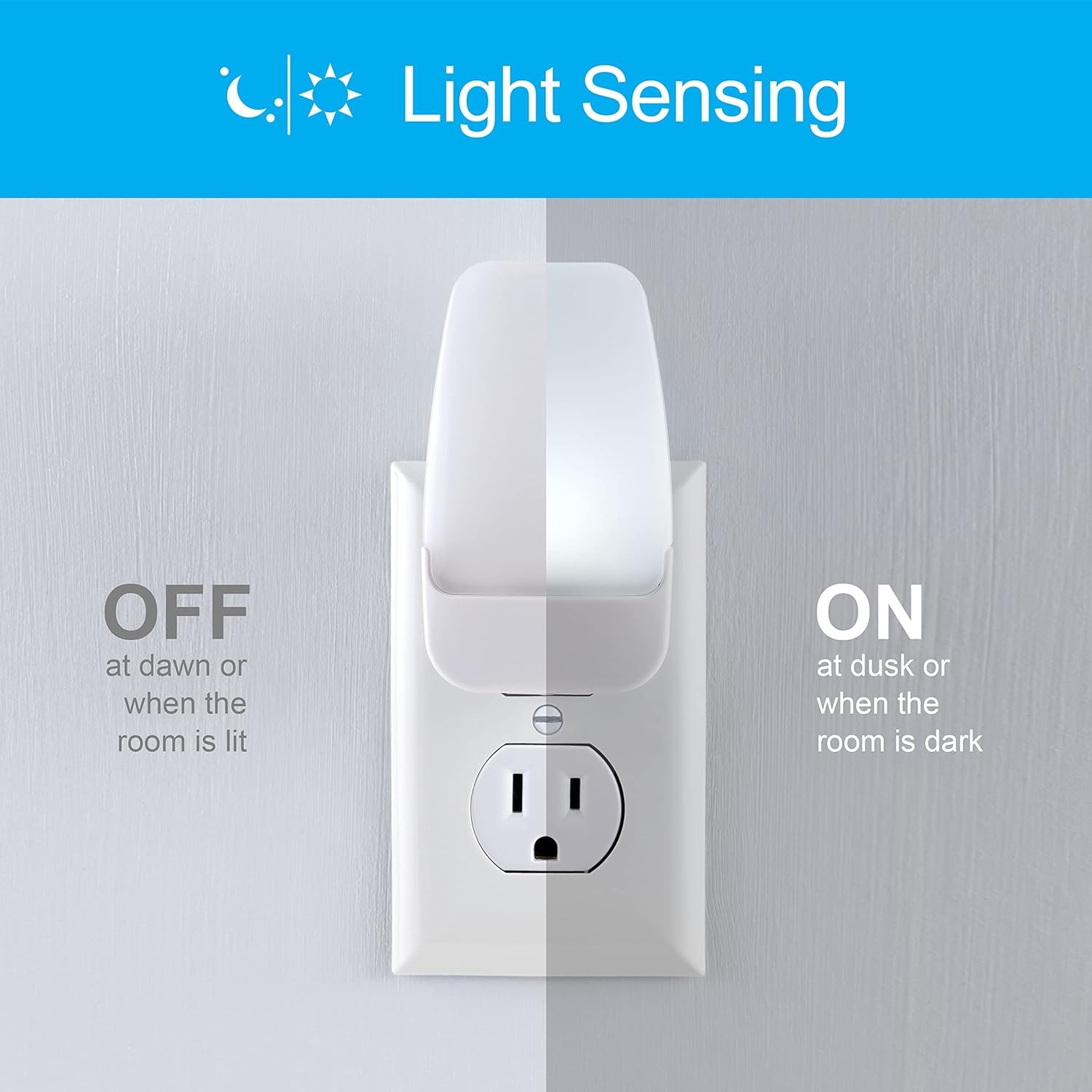 LED Night Lights Plug Into Wall, Dusk to Dawn Sensor,Ambient Lighting,White-2Pcs