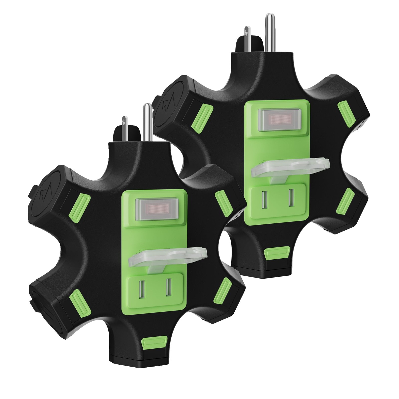 HiFind 2 Pack Outdoor 5-Outlet Extender Splitter Power Hub Plug Multi Outlet ...