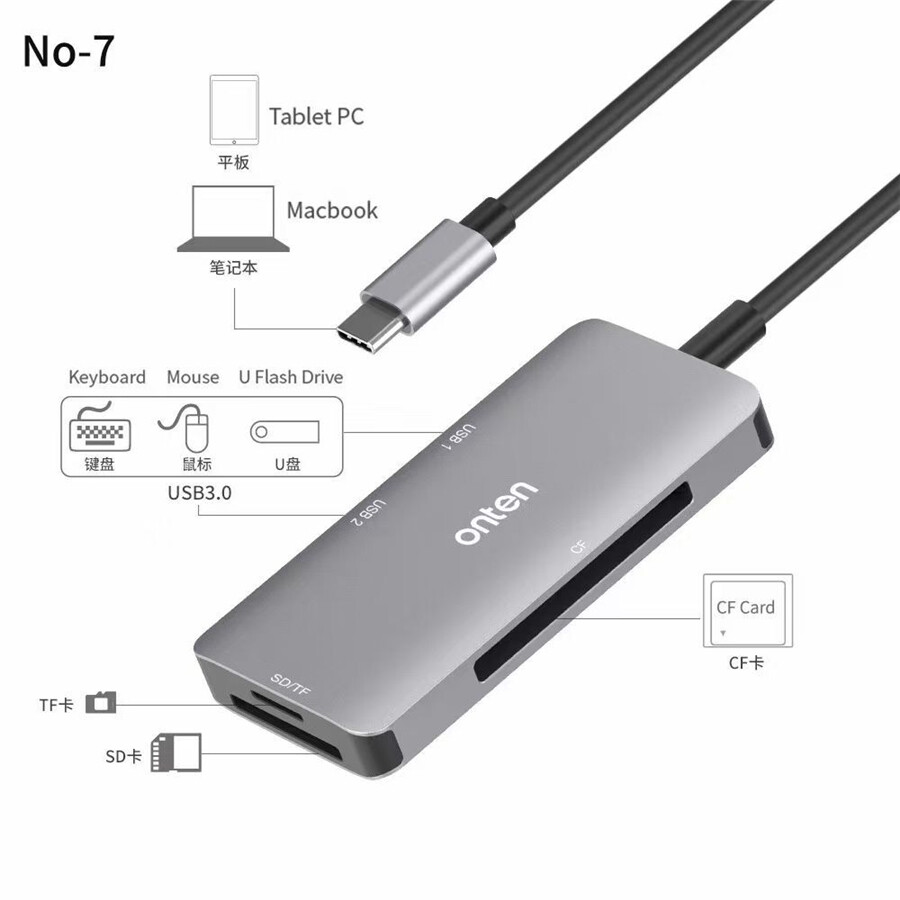 5 in 1 USB 3.0 Multi-Function To SD/TF/CF Card Reader Adapter Hub Kit High Speed