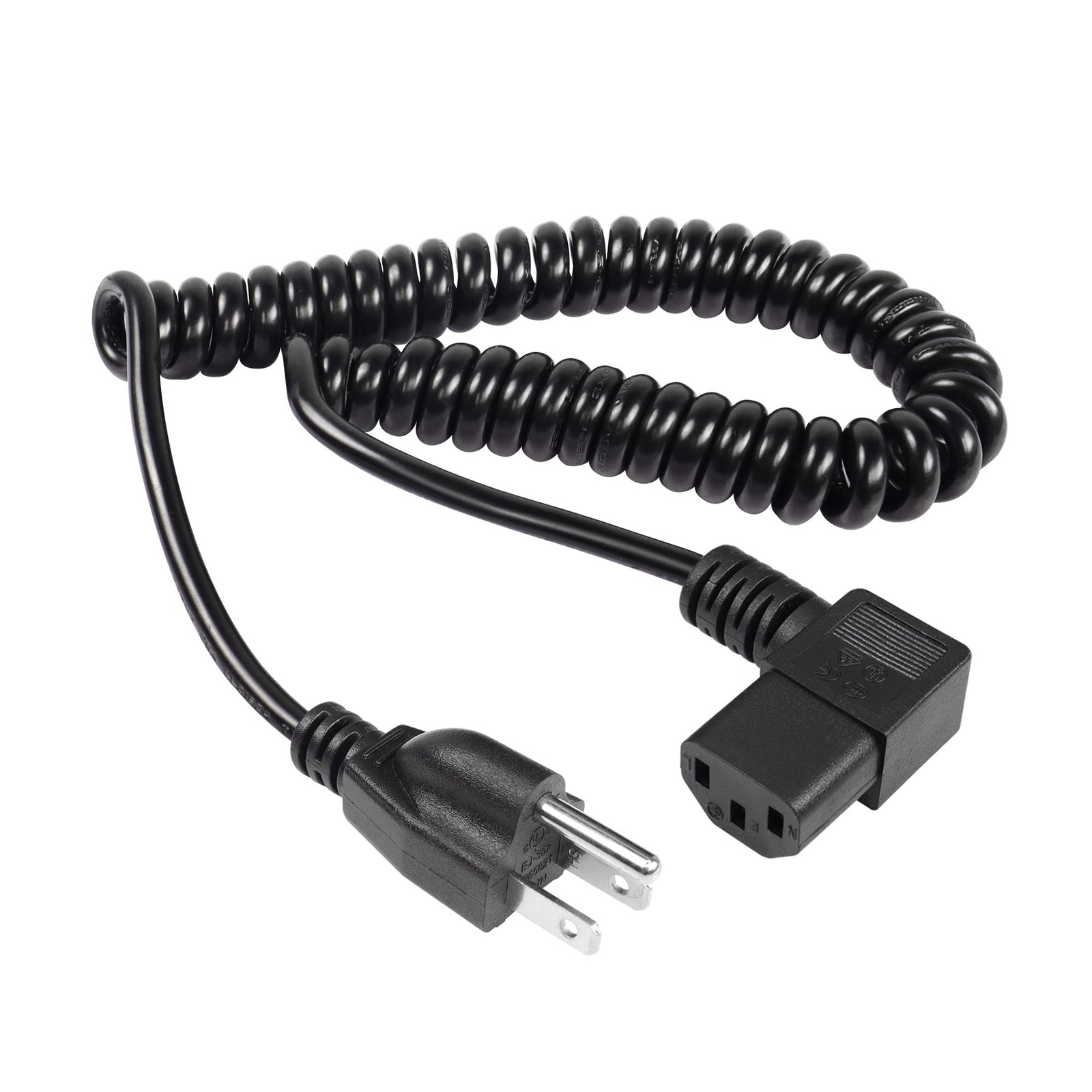RIIEYOCA Right Angle 3 Prong Power Coiled Cord,90 Degree C13