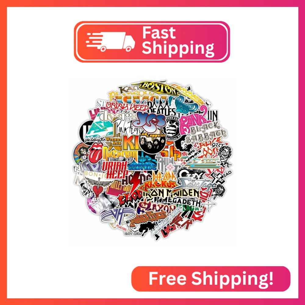 BulbaCraft 81Pcs Large Classic Rock Stickers, 50s 60s 70s Rock Stickers, Band De