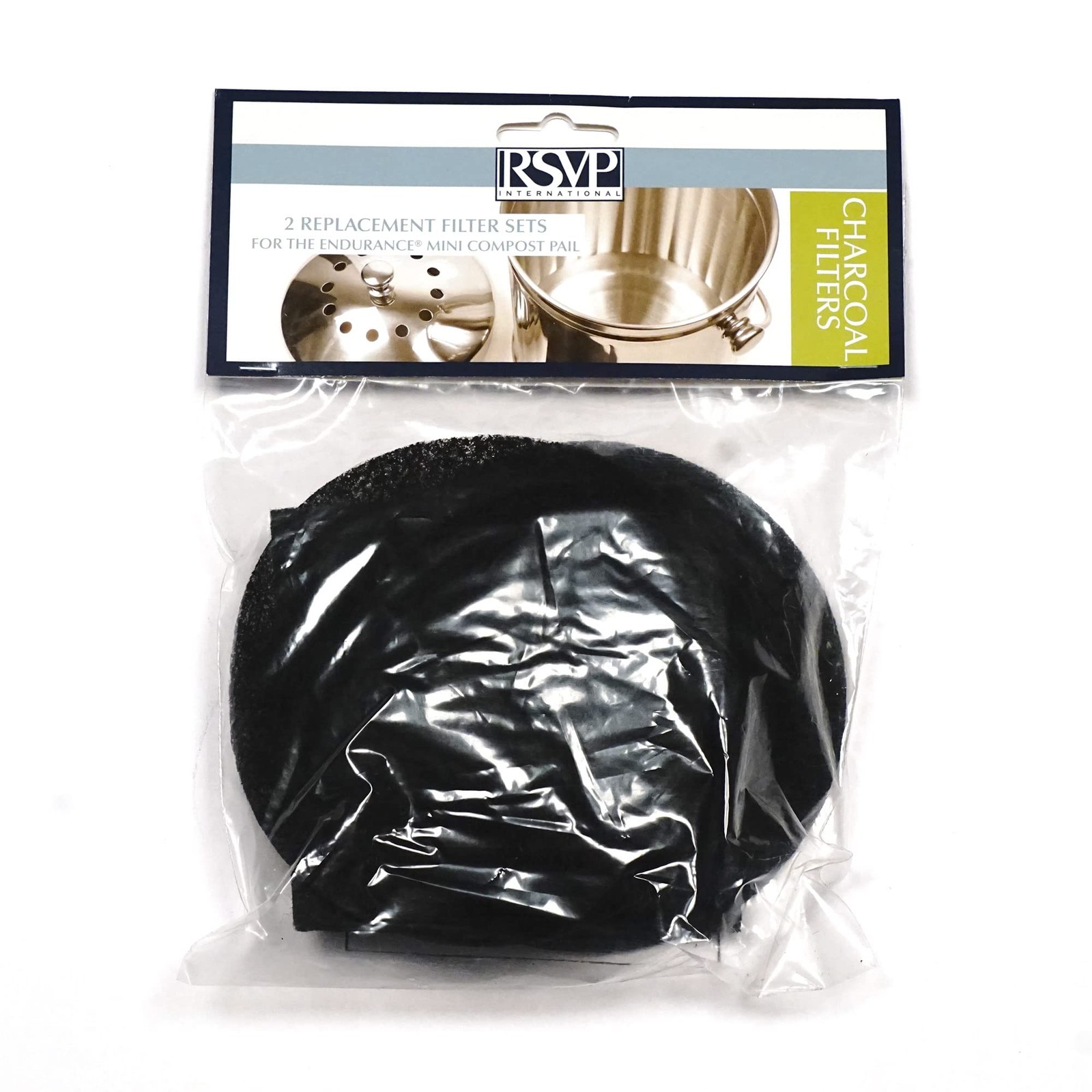 RSVP Kitchen Compost Replacement Filters 1/2 Gallon Charcoal Pail-SM 2 Sets