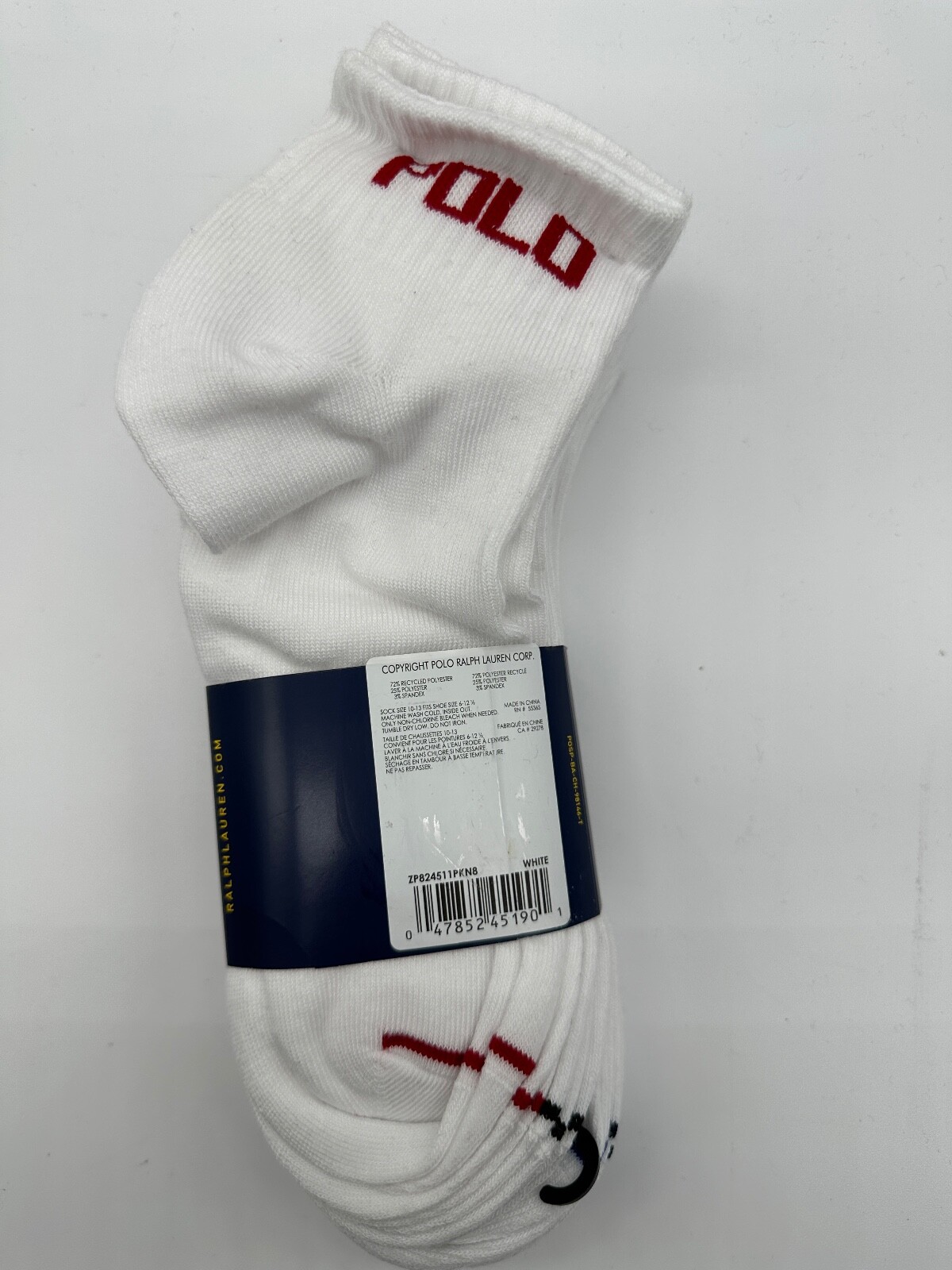 NEW 6 PAIRS MENS POLO RALPH LAUREN ANKLE CUT SOCKS CLASSIC SPORT 10-13 BLK/ WH