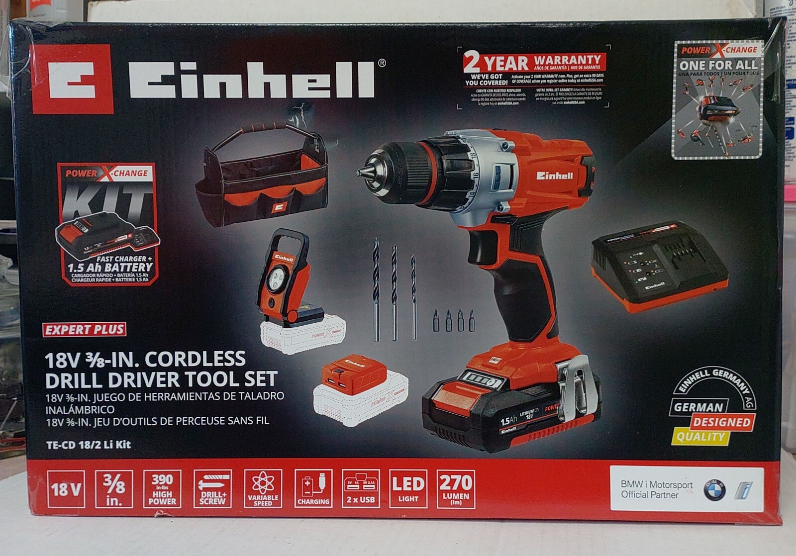 Einhell 18V 3/8" Drive Cordless Drill Driver Tool Set Battery + Charger