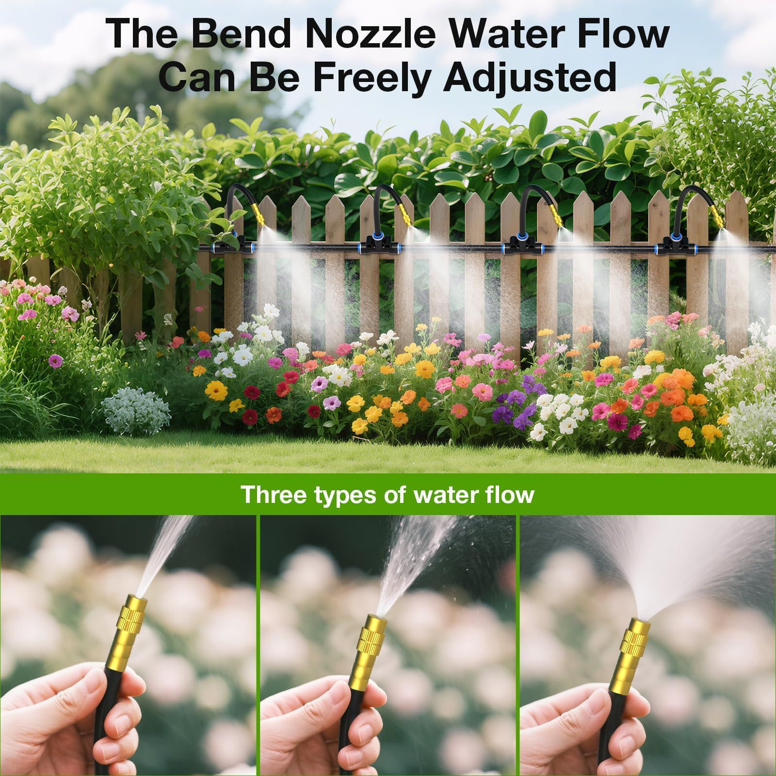 200ft + 32pcs nozzles and connectors, + connectors