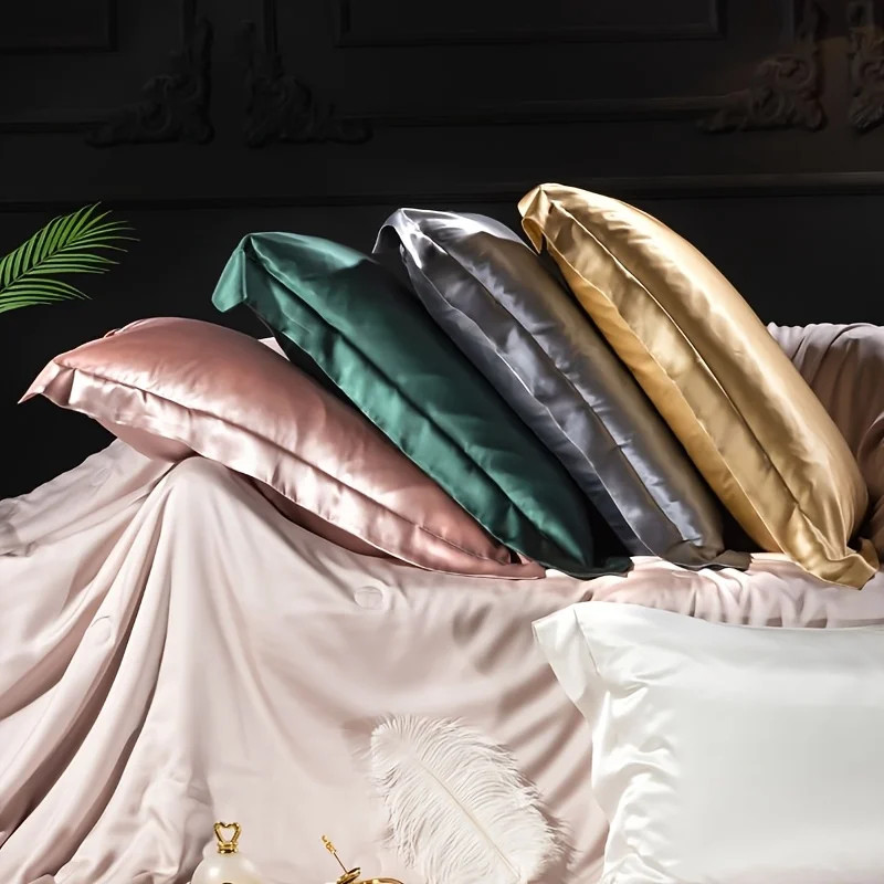 1-Pack Luxurious Silk Pillowcases, Satin Weave Solid Color Envelope Closure