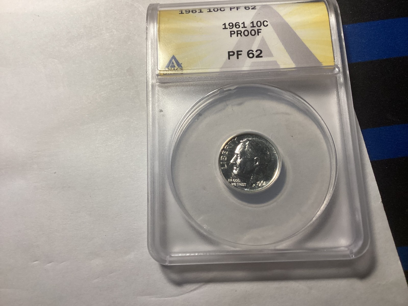 1961 United States Roosevelt Dime, 10c. ANACS Proof 62