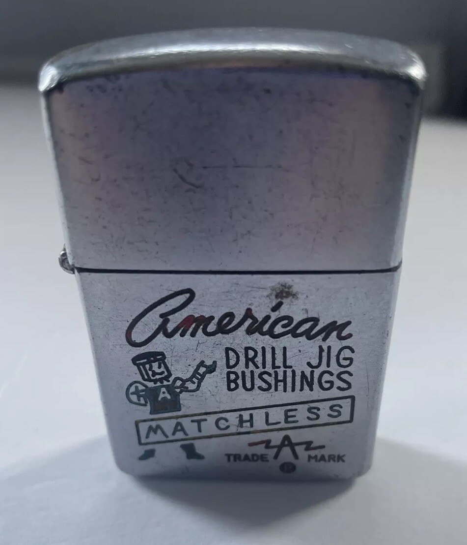 Vintage Advertising Lighter - American Drill Jig Bushings Matchless Tobacciana