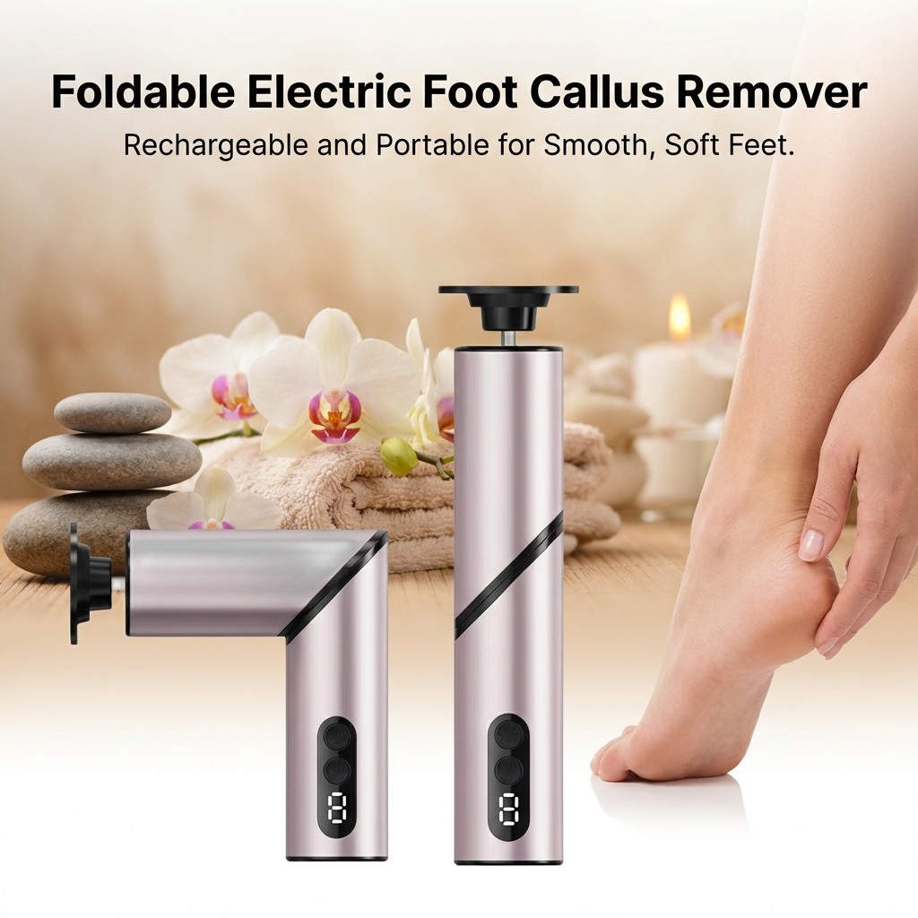 Electric Foot File Rechargeable Foldable Tool for Callus and Dead Skin Removal