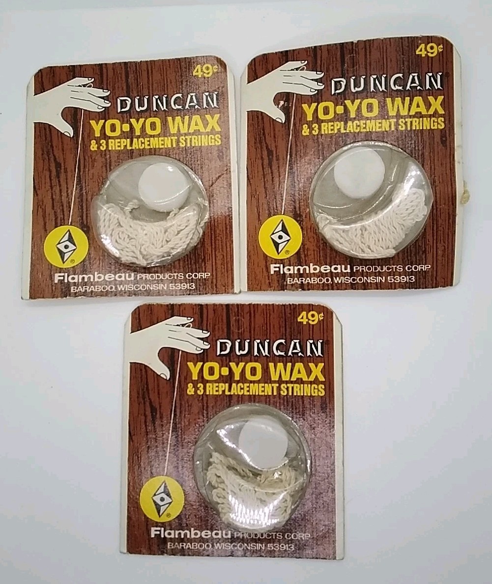 (lot of 3) Duncan Yo-Yo Wax & 3 Replacement Strings No. 3063 - MIP!