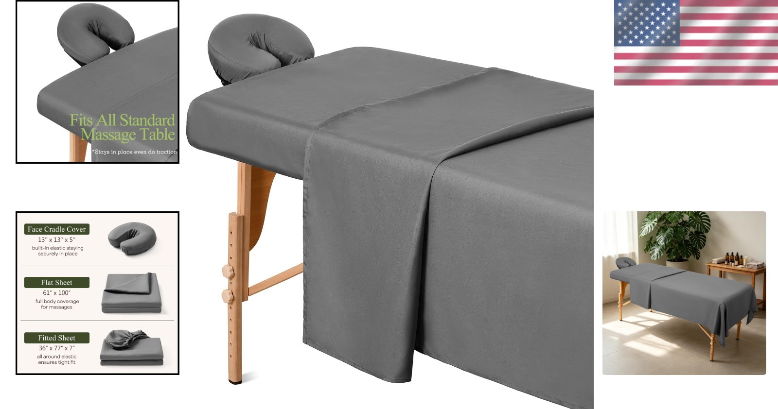 3-Piece Professional Massage Table Sheet Set - Soft Microfiber & Stain Resistant