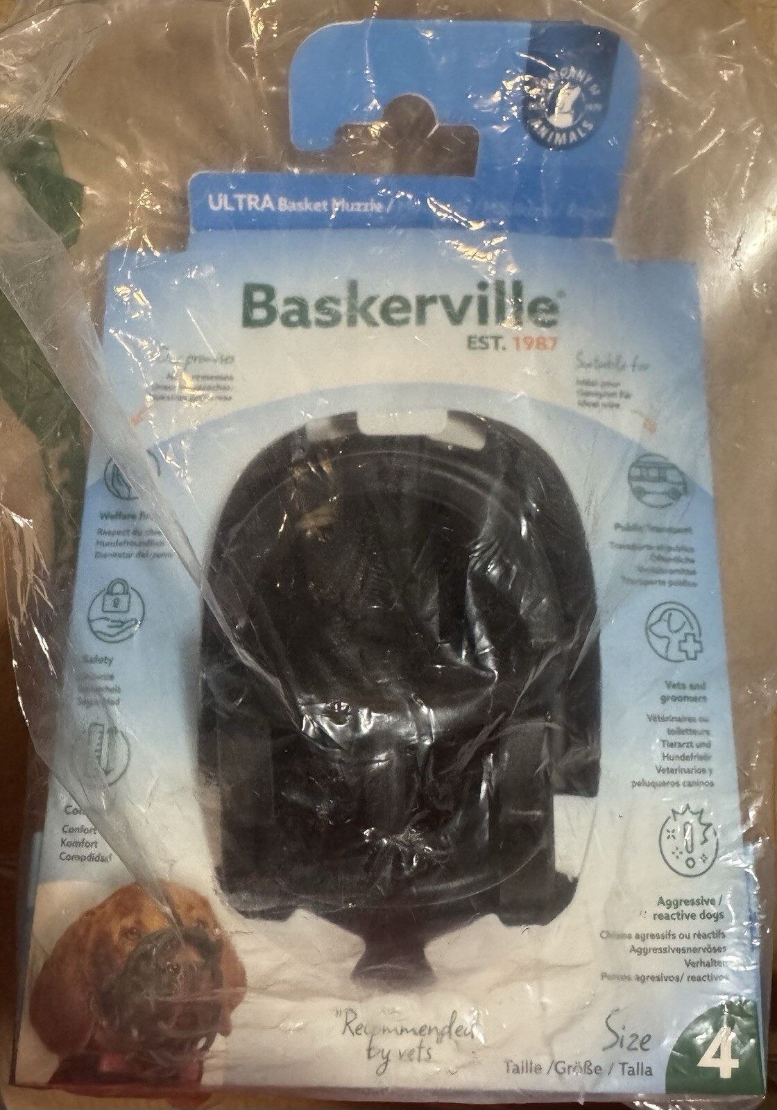 Baskerville Ultra Muzzle Size 4 NEW Treat/Drinking/Panting Friendly