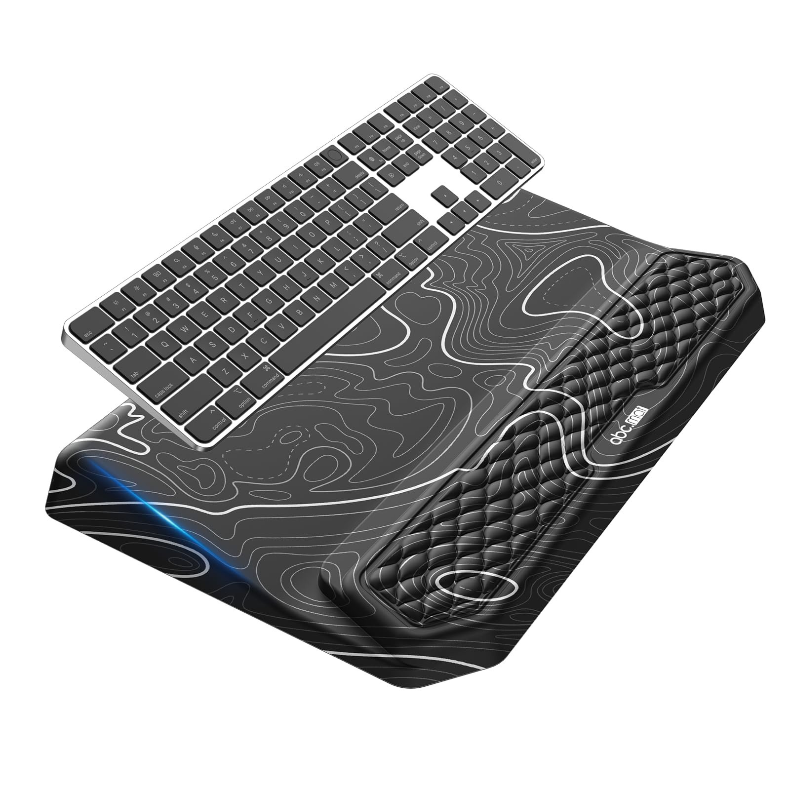 2-in-1 Ergonomic Keyboard Stand with Wrist Rest, Black Topographic | Comfy Ke...