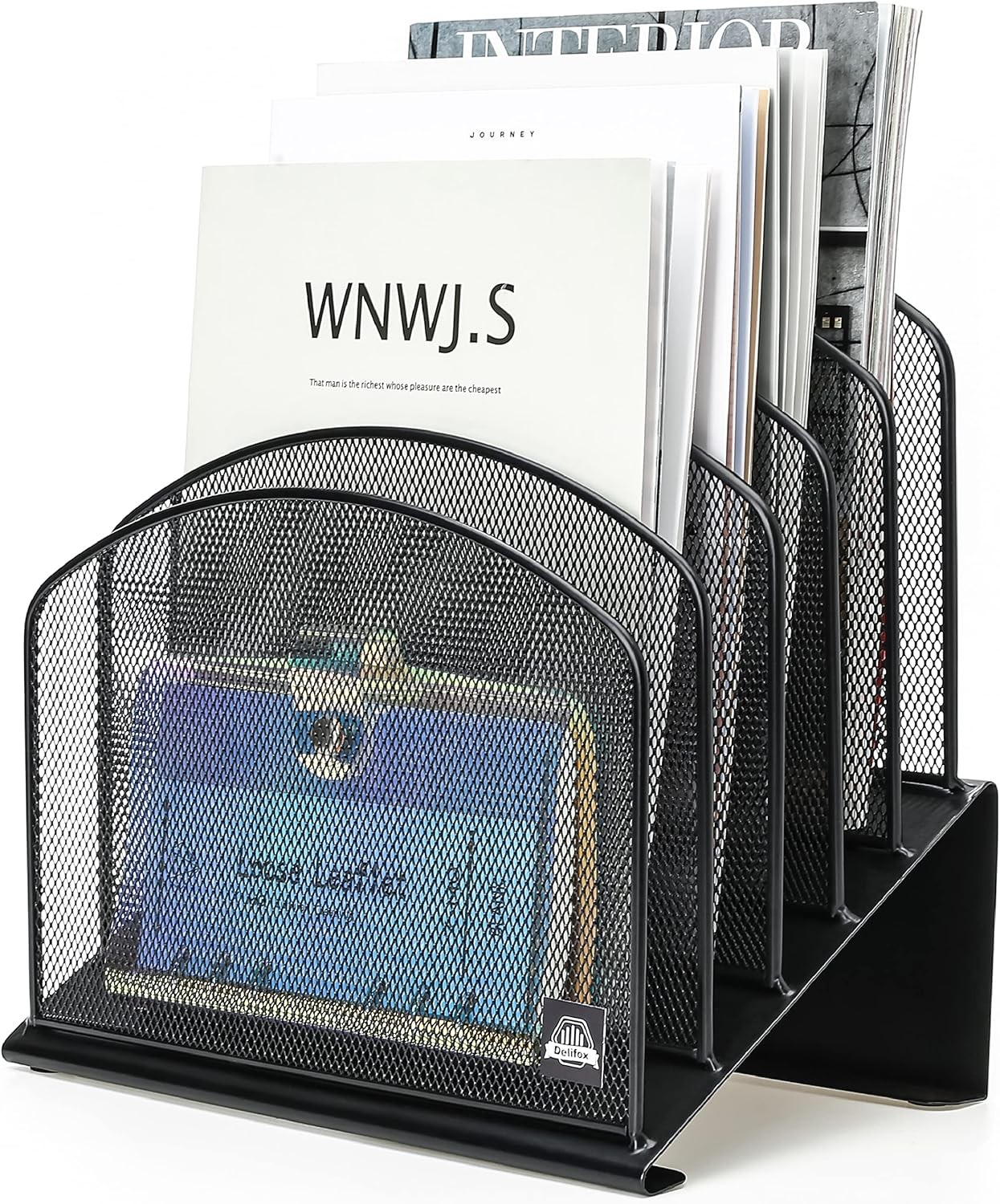 Inclined Desk File Organizer,Vertical File Folder Holder Stand Metal Rack File