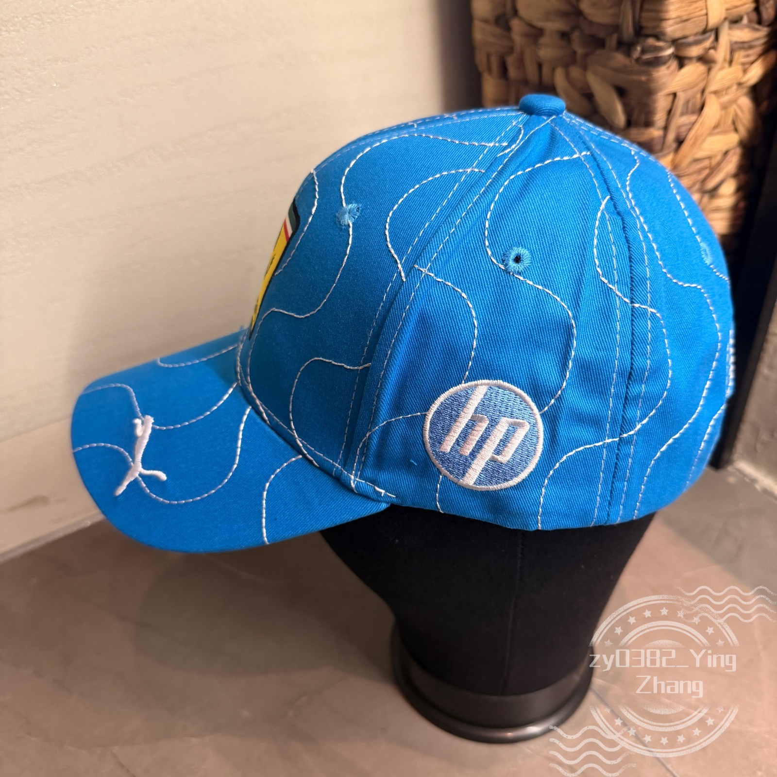Ferrari new men's outdoor casual adjustable blue striped baseball cap hat