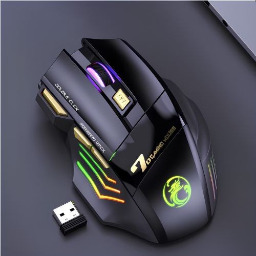 Wireless Gaming Mouse 3200 DPI RGB LED Rechargeable 7 Button Silent
