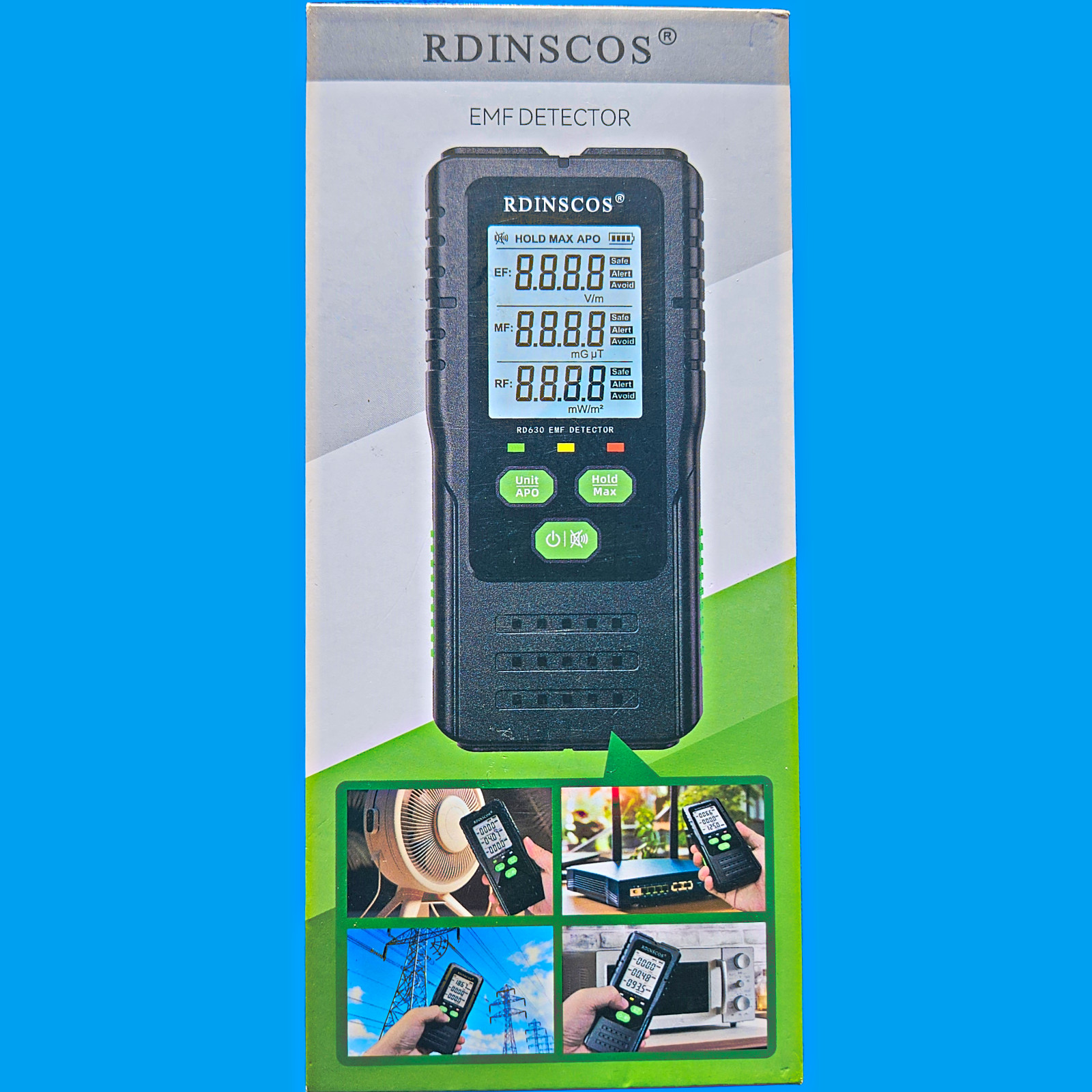 RD630 EMF Detector Meter RF MF EF Electromagnetic Radiation Tester Handheld