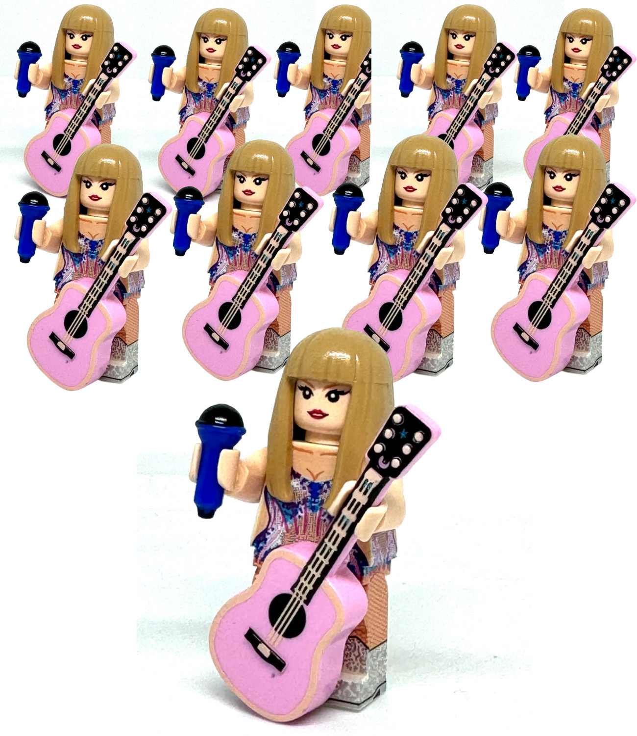 Taylor Swift Minifigures - buy 2, 5, or 10 - with Mics, Stands, Guitars - lego