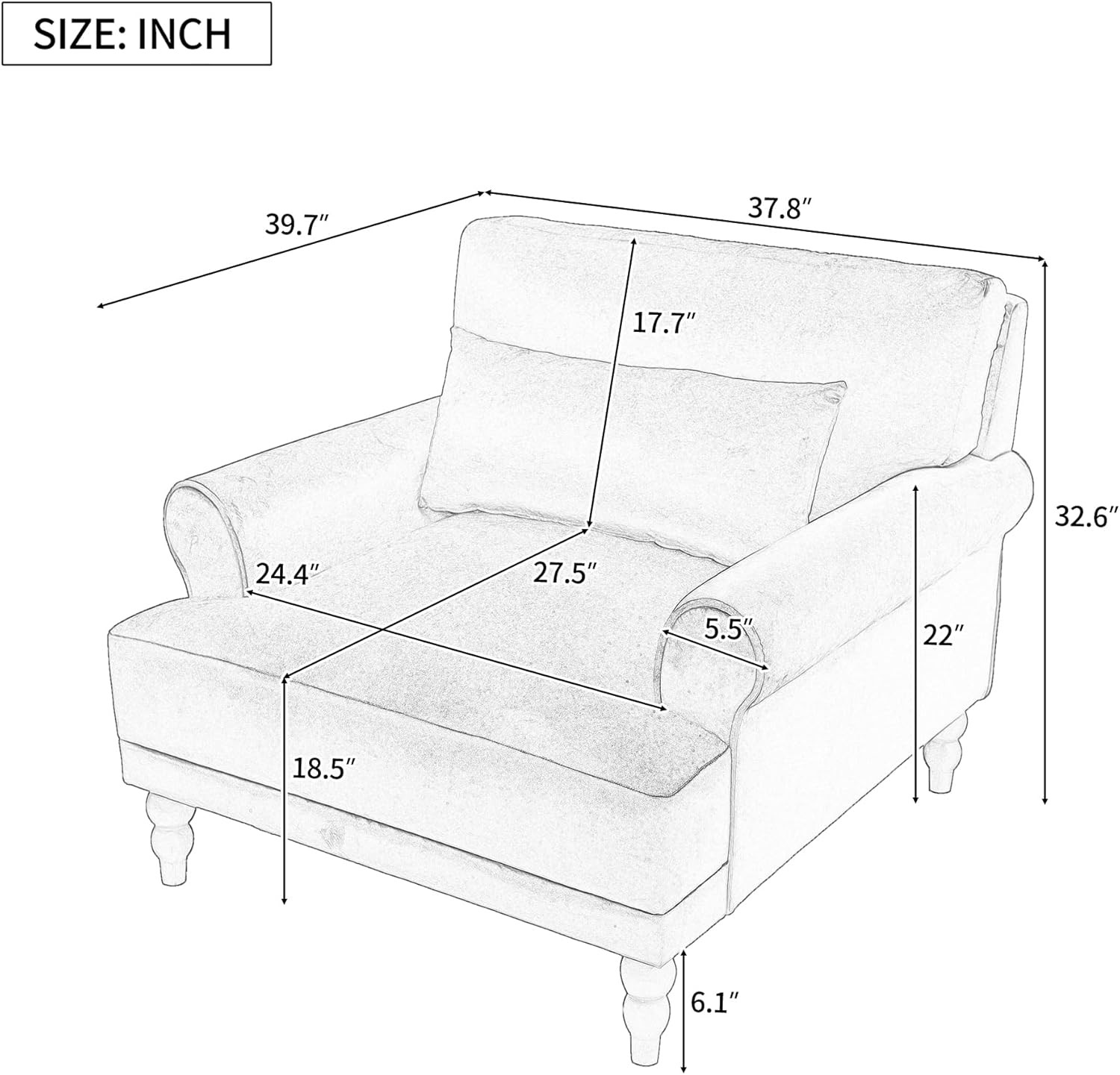 Accent Chair, Boucle Club Chair, Upholstered Lounge Chair, Large Size Armchair R