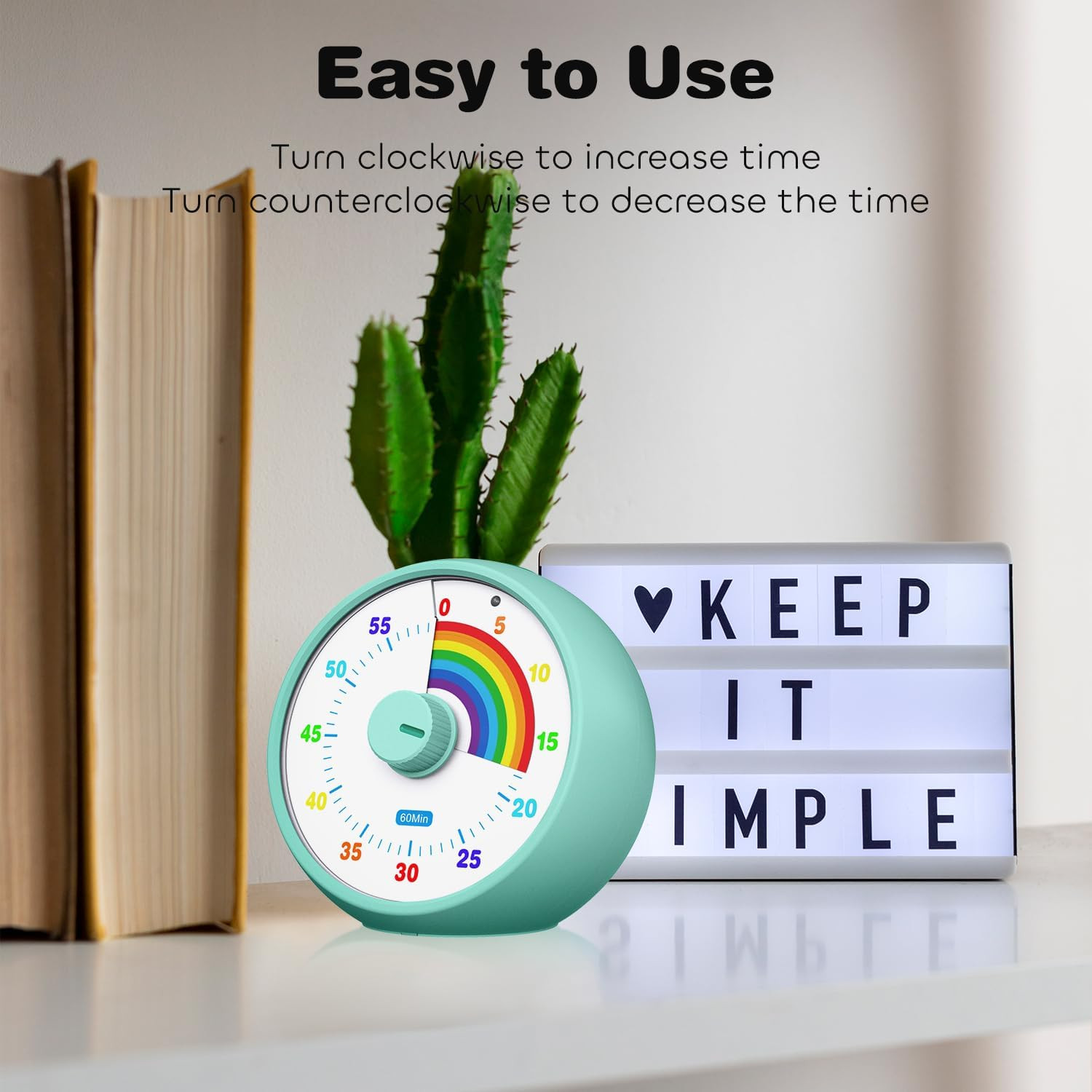 Visual Timer for Kids, 60-Minute Countdown Timer for Classroom Office Kitchen, D
