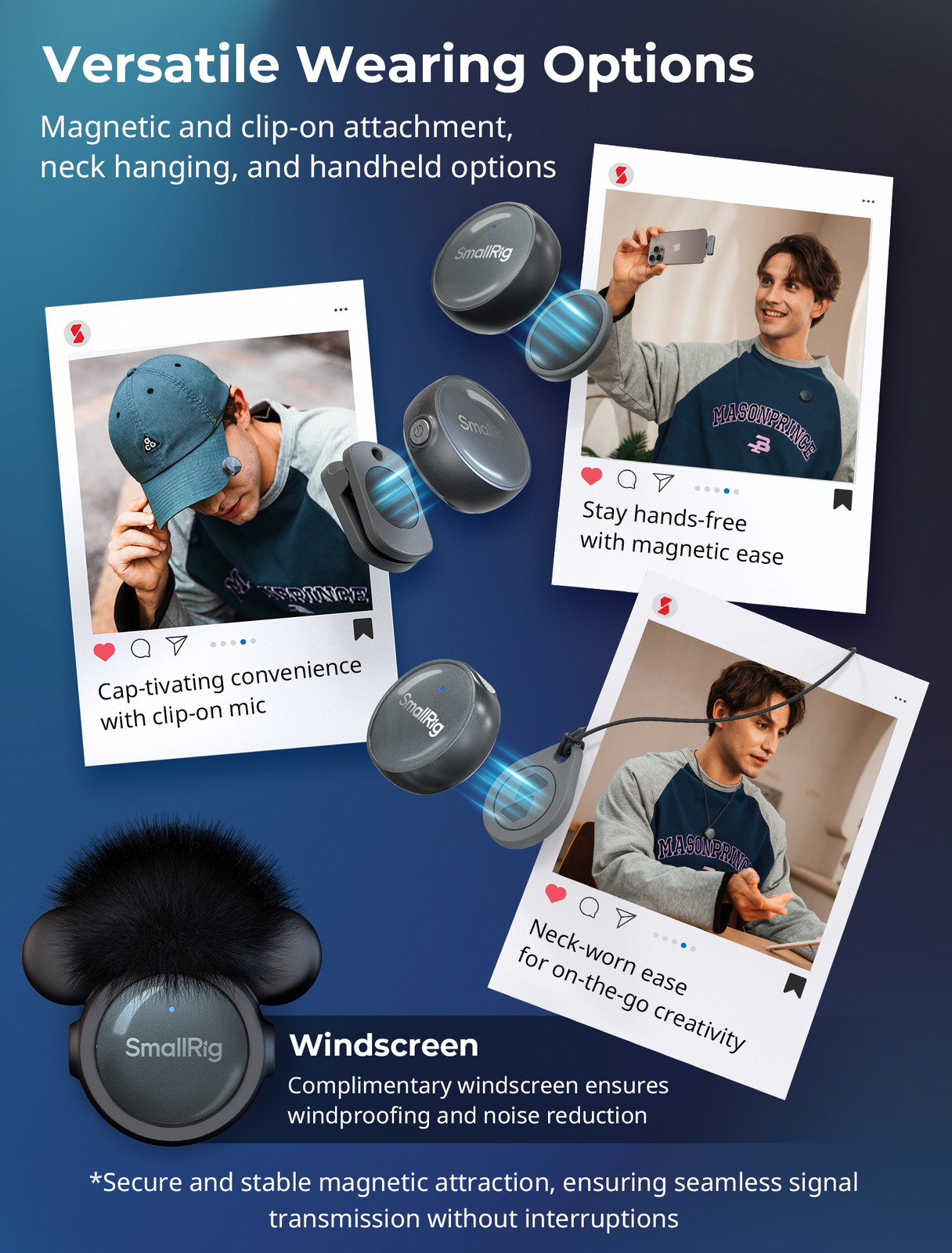 SmallRig S60 Wireless Lavalier Microphone with USB C for iPhone, for Android