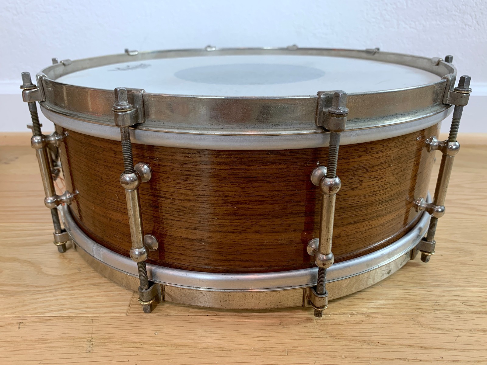 LUDWIG Professional Model 5x14 10-Lug Snare Drum Solid Walnut Shell 1920s Vtg