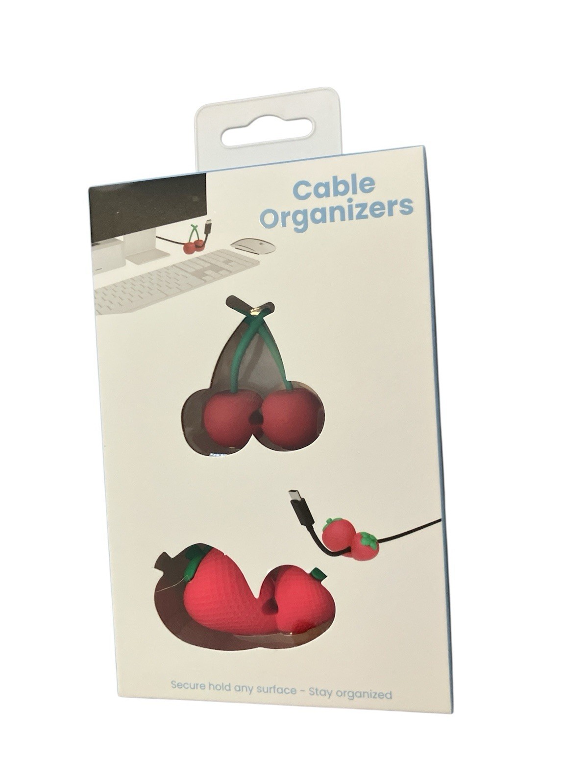 iJoy Reusable Cable Organizers Cherry Fruit Design Red Green Plastic 2-Pack