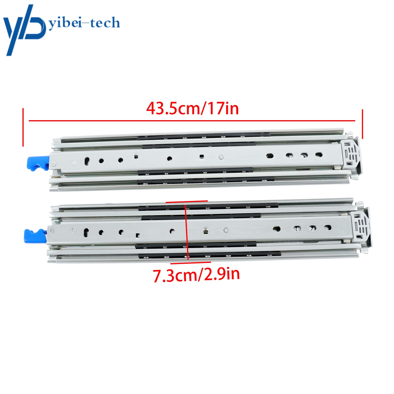 1 Pair Locking Drawer Slides 16" Full Extension & Lock 500 lb Load Capacity