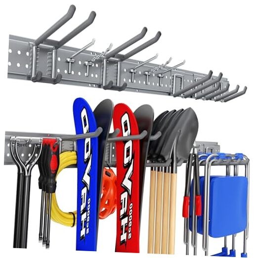 Garage Tool Organizer Wall Mount 48 inches with 10 48" | 3 Panels + 10 Hooks