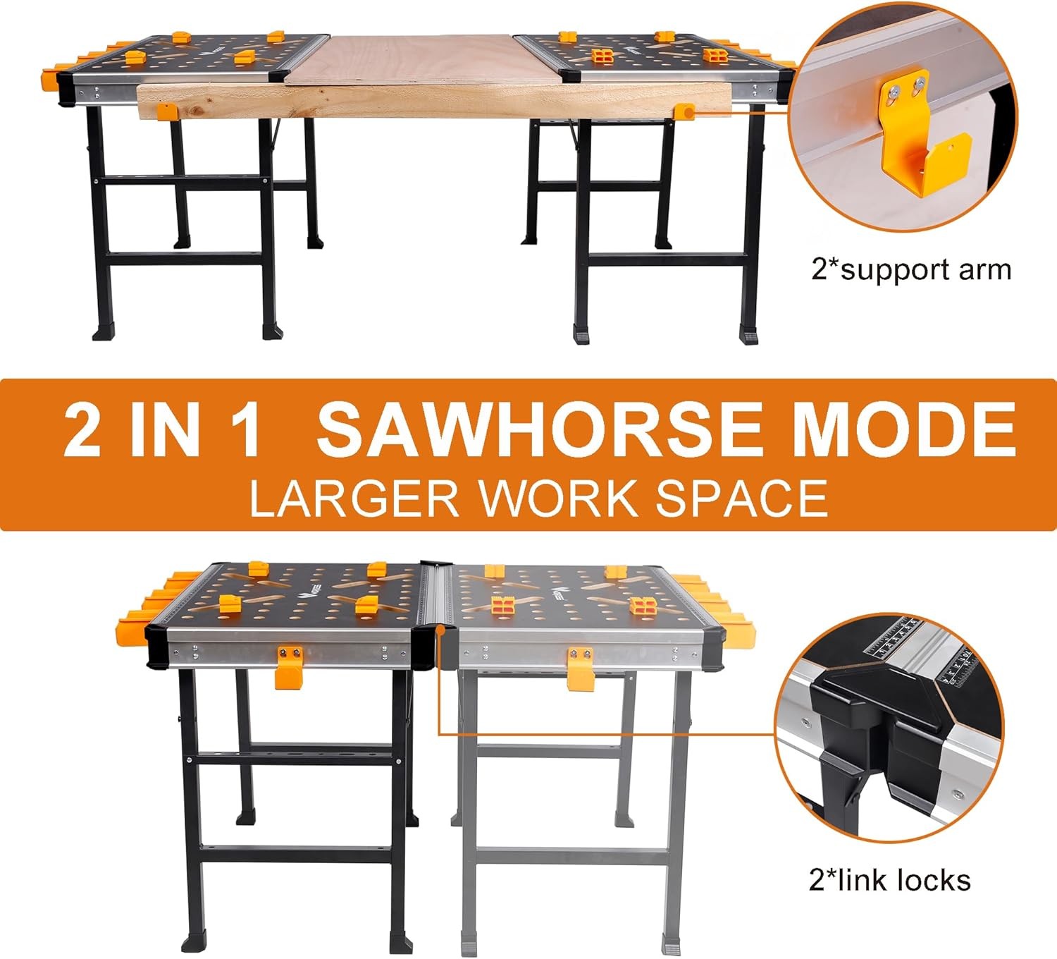 Portable Workbench 1000Lbs Capacity Heavy Duty Folding Work Table W/ 2 Quick
