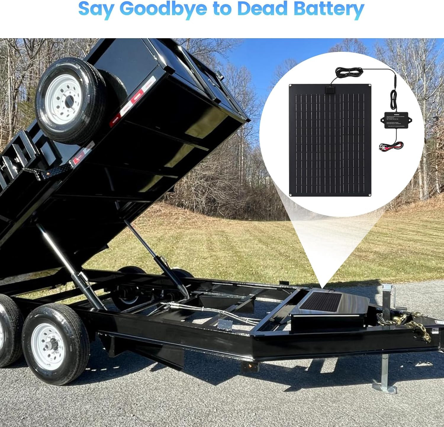 Solar Battery Charger Maintainer, 20W Solar Panel Kit for Dump Trailer Built-In