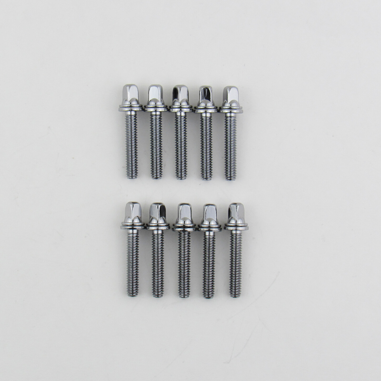 10 Drum Tension Rods 30mm (1 3/16" Shoulder to End) Chrome w/ Washers Dia 7/32"