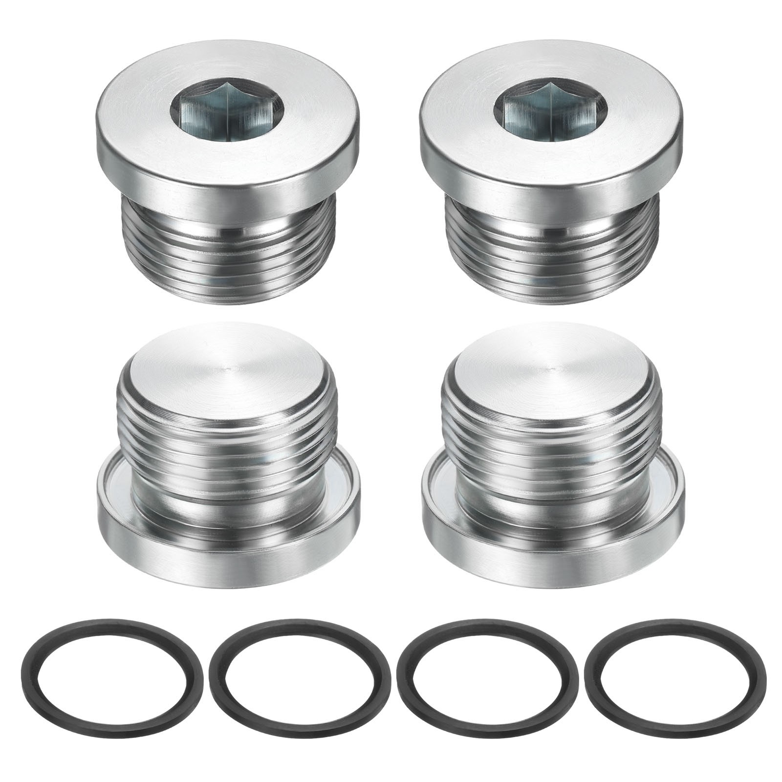 4Pcs M24x1.5 Carbon Steel Inner Hex Head Pipe Fitting Plug with O-Ring