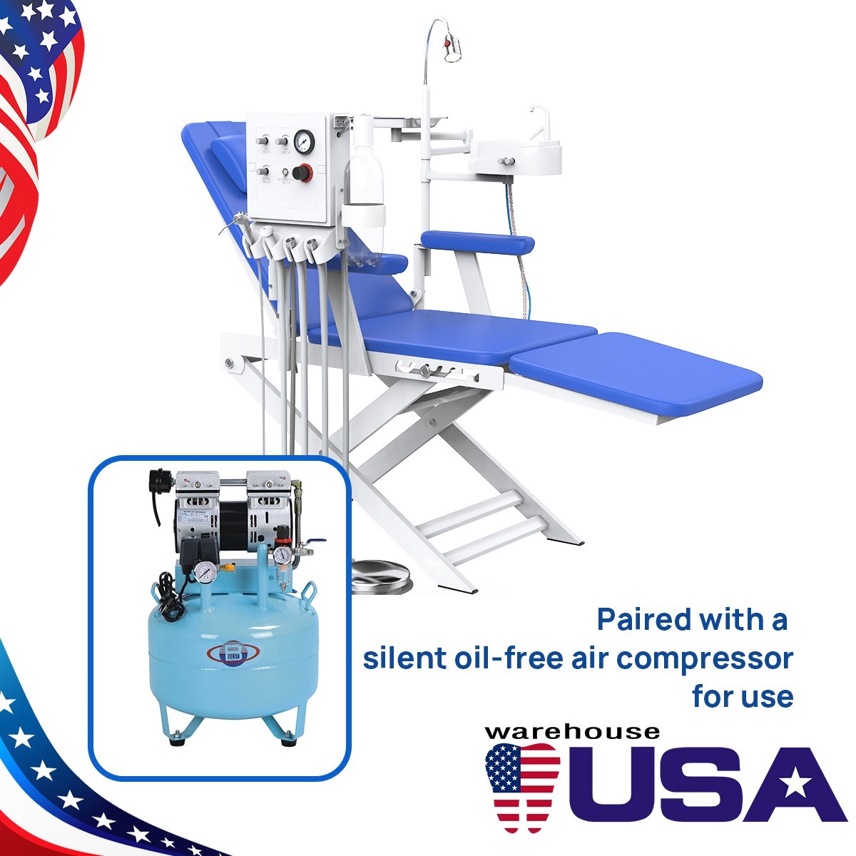 Portable Dental Delivery Unit Case Air Compressor Syringe/Portable Folding Chair